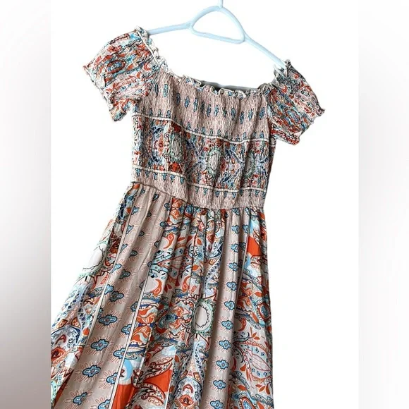 Women’s Boho Small Off-Shoulder Dress - Picture 12 of 16